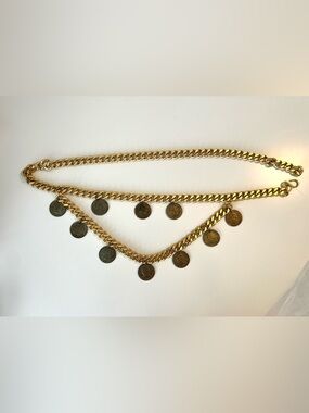 Gold Coin Charm Chain Belt - Women Accessories